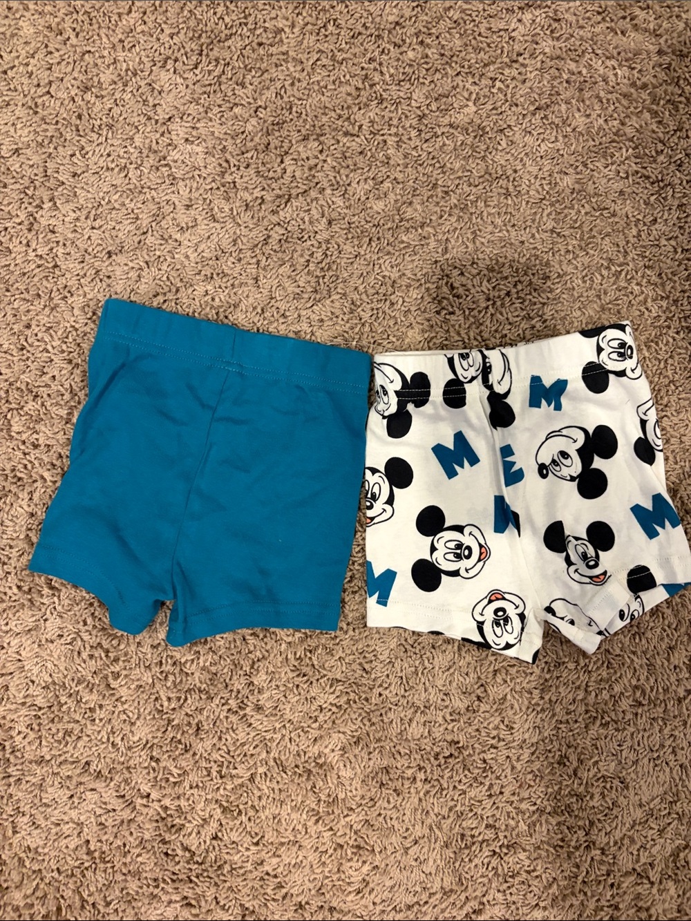 Blue Solid and Mickey Print Kids' Shorts Set
